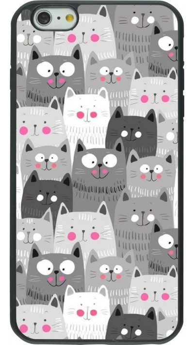 Coque iPhone 6 Plus / 6s Plus - Silicone rigide noir Chats gris troupeau