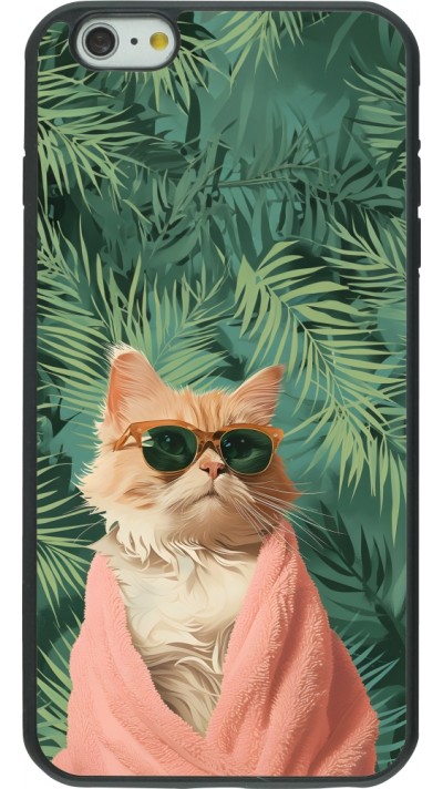 iPhone 6 Plus / 6s Plus Case Hülle - Silikon schwarz Cat Summer Palms
