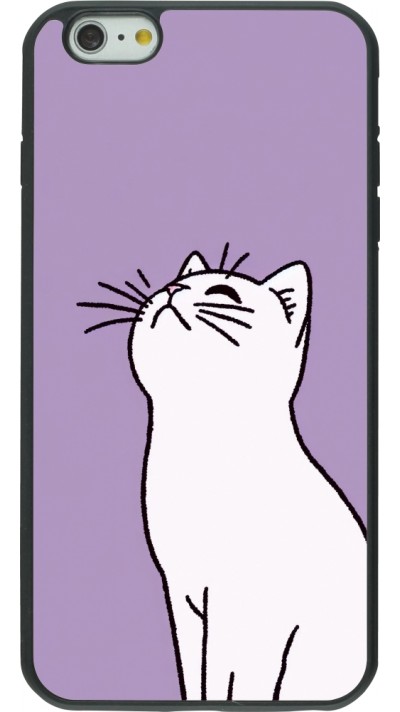 Coque iPhone 6 Plus / 6s Plus - Silicone rigide noir Chat sur fond violet