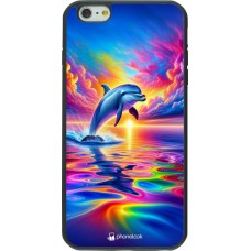 Coque iPhone 6 Plus / 6s Plus - Silicone rigide noir Dauphin arc-en-ciel heureux