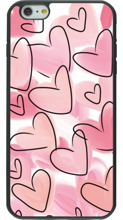 Coque iPhone 6 Plus / 6s Plus - Silicone rigide noir Easter 2023 pink hearts