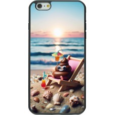 iPhone 6 Plus / 6s Plus Case Hülle - Silikon schwarz Kackhaufen Emoji auf Liegestuhl