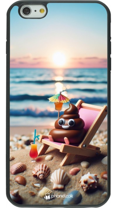 Coque iPhone 6 Plus / 6s Plus - Silicone rigide noir Emoji caca sur chaise longue
