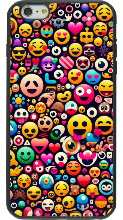 iPhone 6 Plus / 6s Plus Case Hülle - Silikon schwarz Emoji Mix Farbe