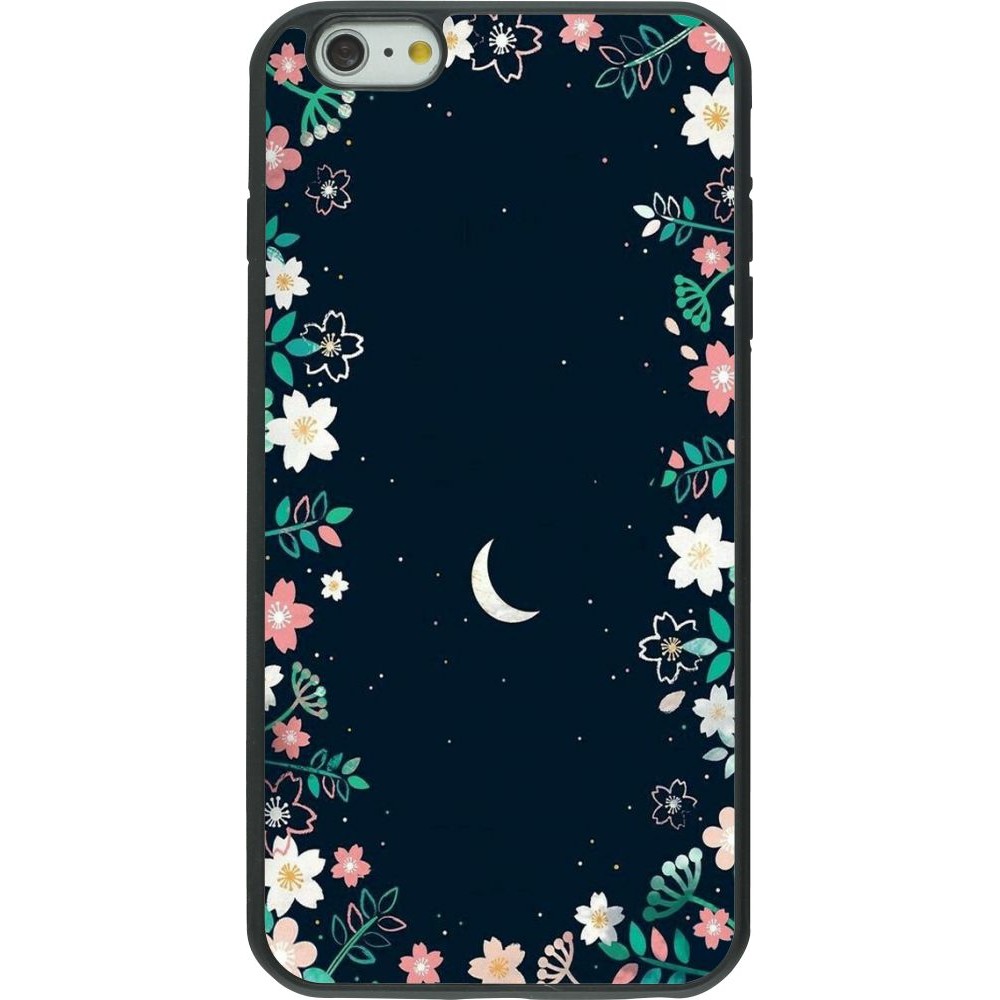 Hülle iPhone 6 Plus / 6s Plus - Silikon schwarz Flowers space