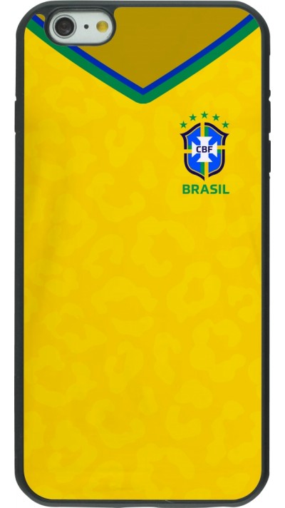 Coque iPhone 6 Plus / 6s Plus - Silicone rigide noir Maillot de football Brésil 2022 personnalisable