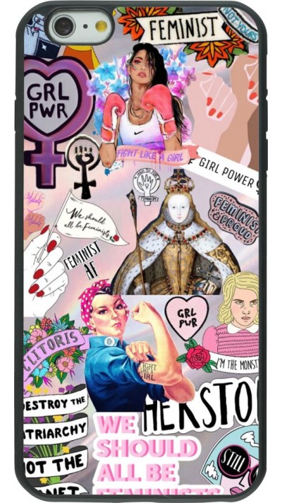 Coque iPhone 6 Plus / 6s Plus - Silicone rigide noir Girl Power Collage