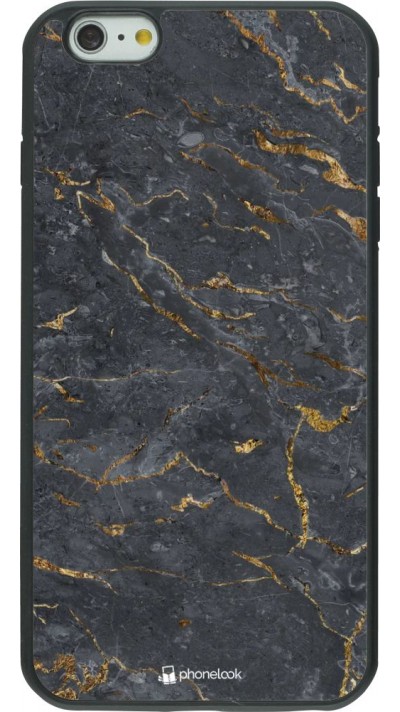 Coque iPhone 6 Plus / 6s Plus - Silicone rigide noir Grey Gold Marble