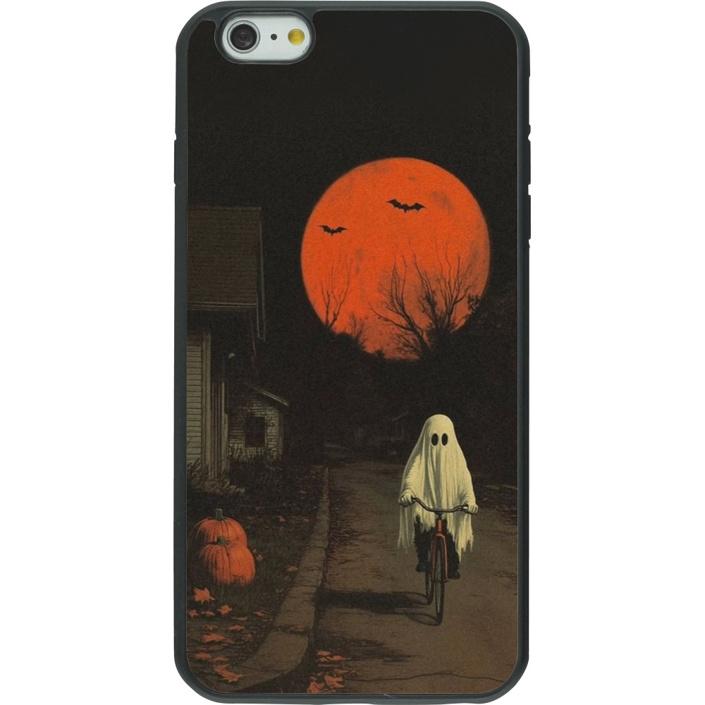 Coque iPhone 6 Plus / 6s Plus - Silicone rigide noir Halloween 2025 Ghost on a bicycle