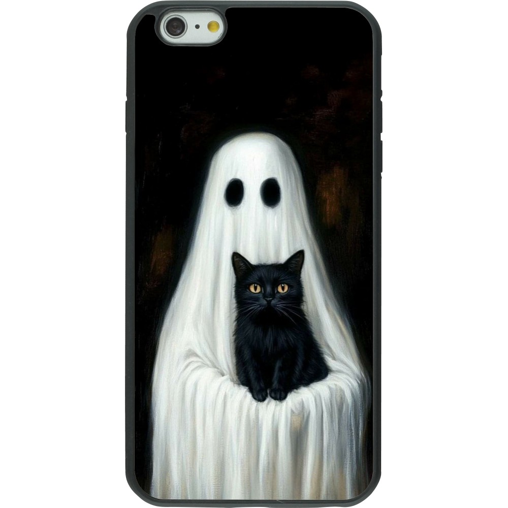 Coque iPhone 6 Plus / 6s Plus - Silicone rigide noir Halloween 2025 Ghost with black cat