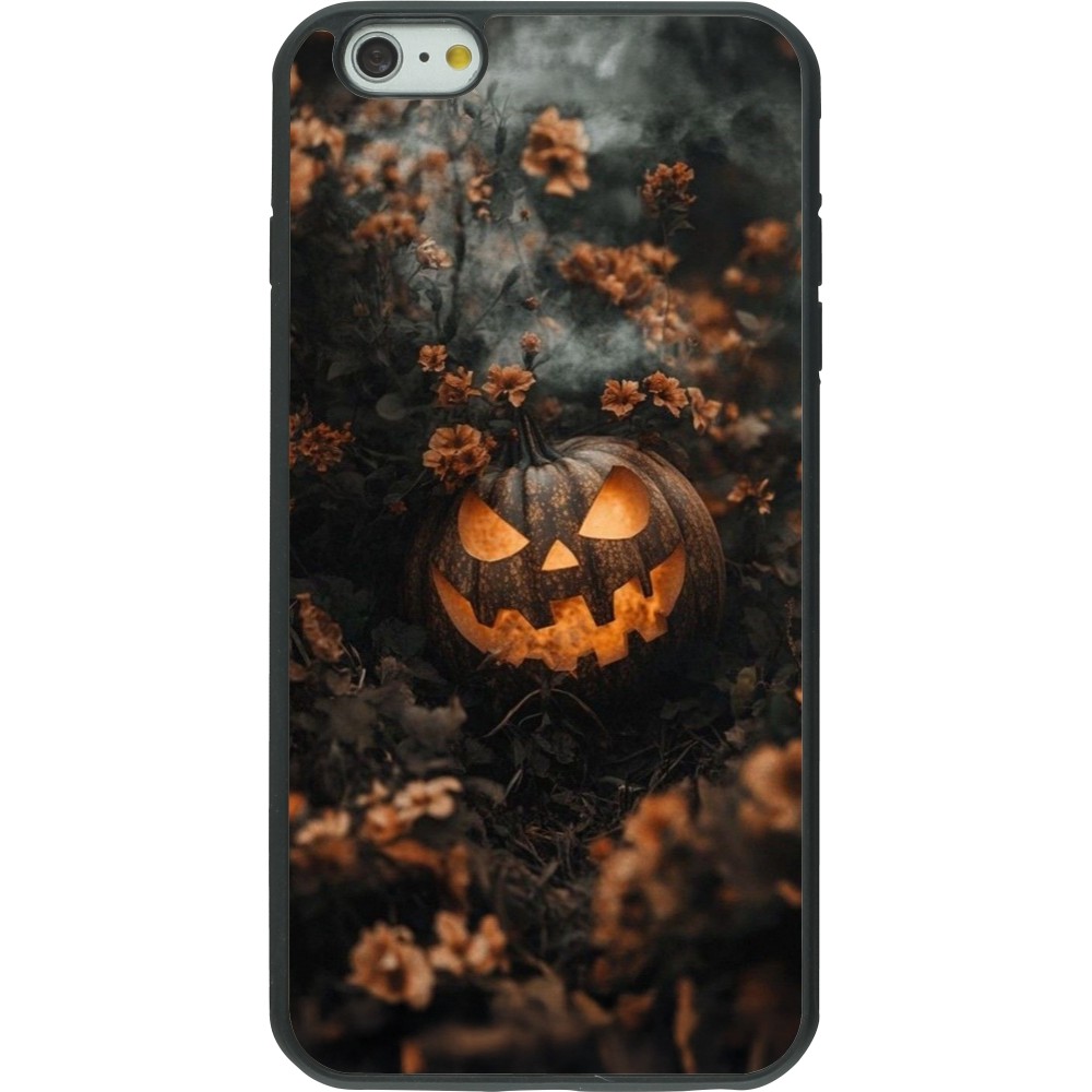Coque iPhone 6 Plus / 6s Plus - Silicone rigide noir Halloween 2025 Pumpkin with flowers