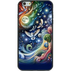Coque iPhone 6 Plus / 6s Plus - Silicone rigide noir hibou volant floral