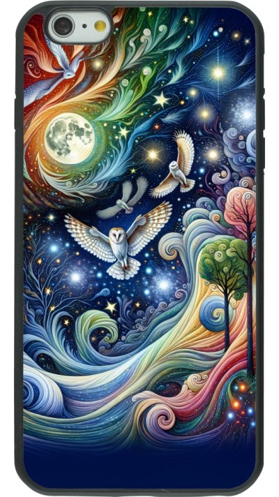 Coque iPhone 6 Plus / 6s Plus - Silicone rigide noir hibou volant floral