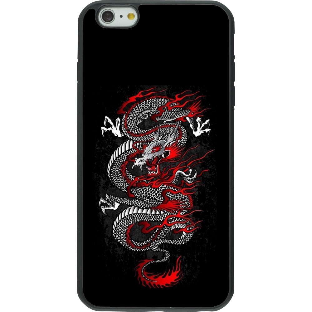 iPhone 6 Plus / 6s Plus Case Hülle - Silikon schwarz Japanese style Dragon Tattoo Red Black