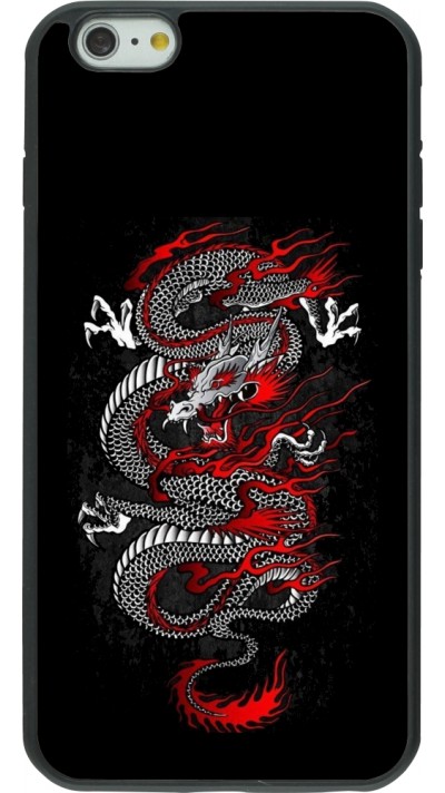 Coque iPhone 6 Plus / 6s Plus - Silicone rigide noir Japanese style Dragon Tattoo Red Black