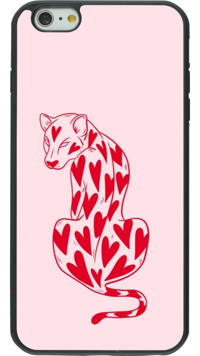 iPhone 6 Plus / 6s Plus Case Hülle - Silikon schwarz Leopard with hearts 2026