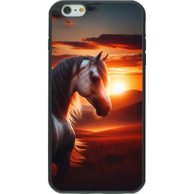 iPhone 6 Plus / 6s Plus Case Hülle - Silikon schwarz Majestätischer Sonnenuntergang Pferd