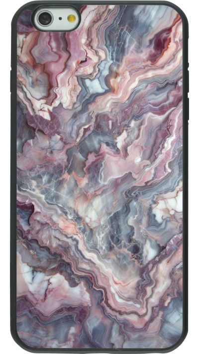 Coque iPhone 6 Plus / 6s Plus - Silicone rigide noir Marbre violette argentée