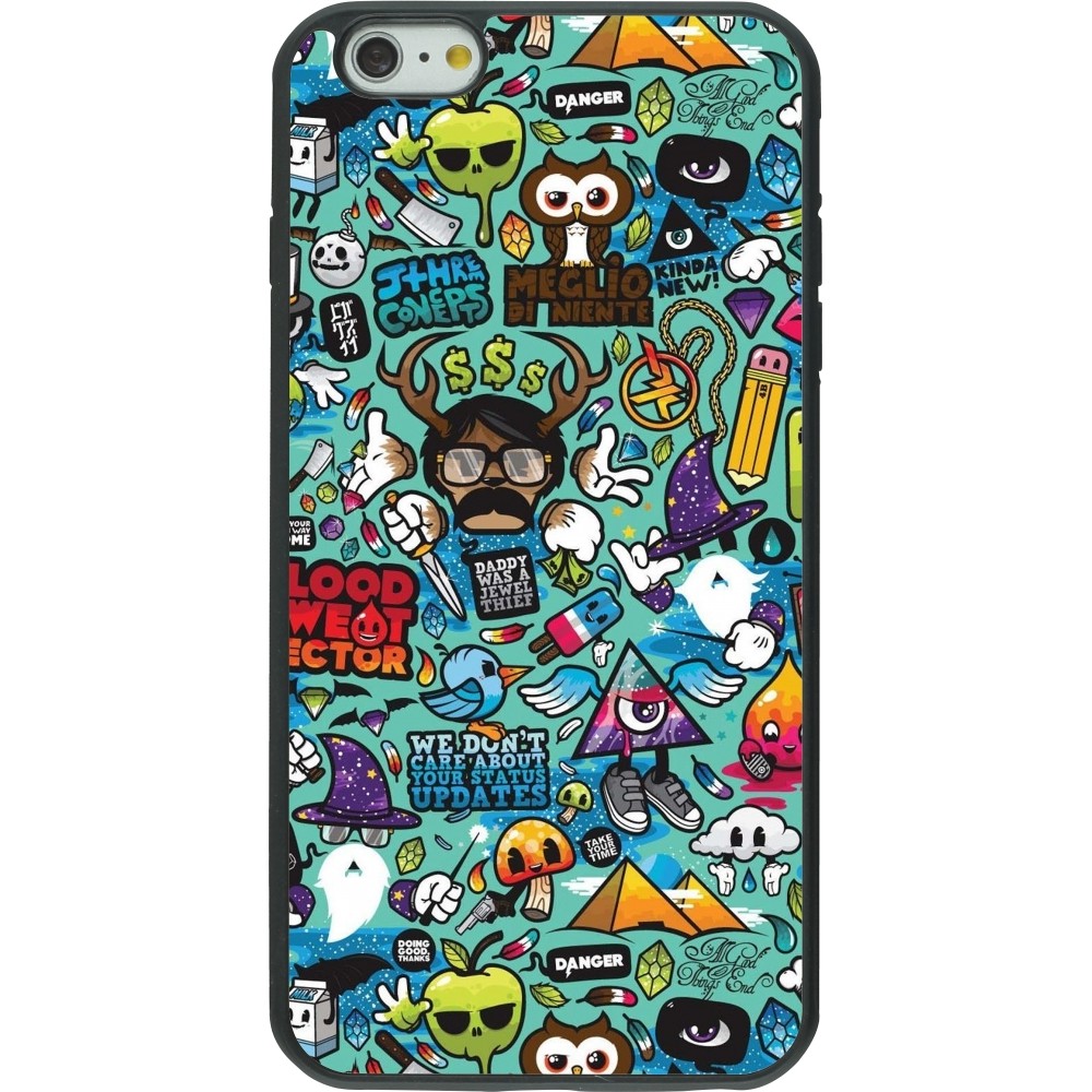iPhone 6 Plus / 6s Plus Case Hülle - Silikon schwarz Mixed Cartoons Turquoise