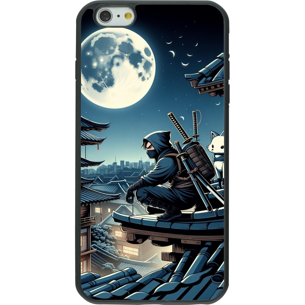 iPhone 6 Plus / 6s Plus Case Hülle - Silikon schwarz Ninja unter dem Mond