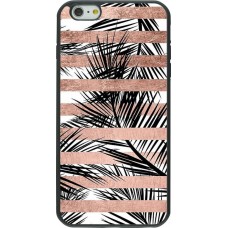Coque iPhone 6 Plus / 6s Plus - Silicone rigide noir Palm trees gold stripes