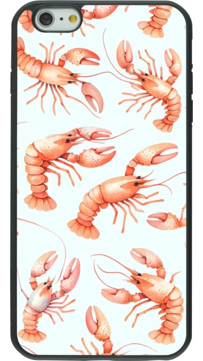 iPhone 6 Plus / 6s Plus Case Hülle - Silikon schwarz Muster von pastellfarbenen Hummern