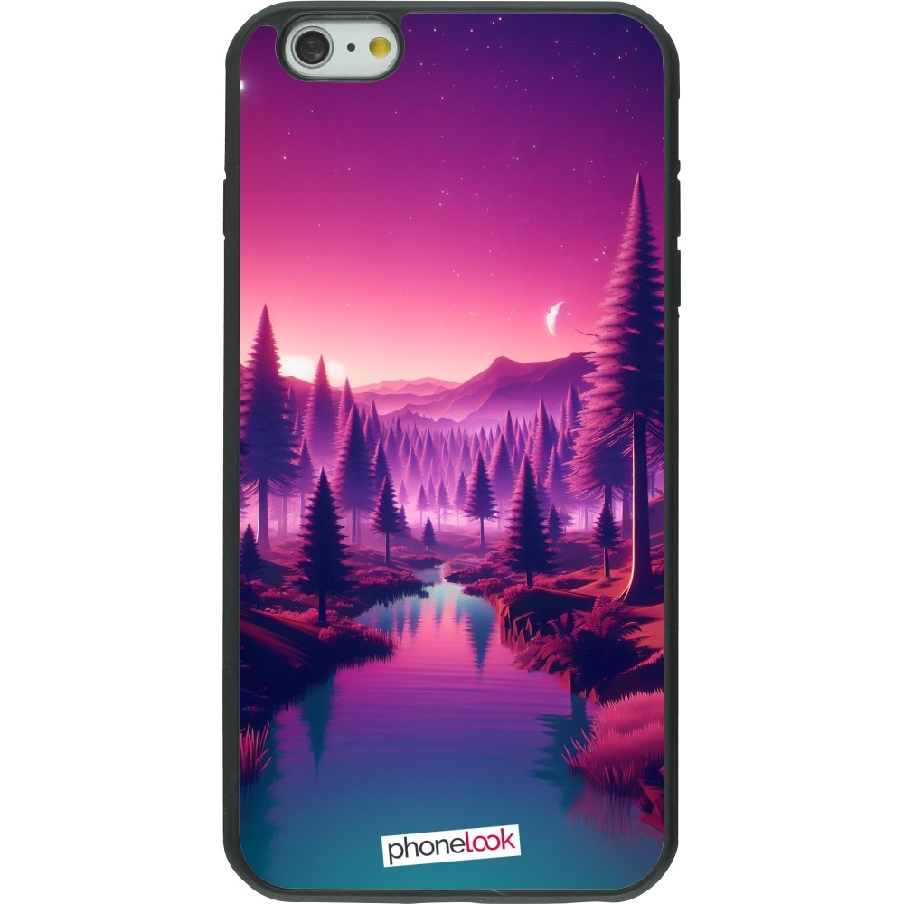 iPhone 6 Plus / 6s Plus Case Hülle - Silikon schwarz Lila-rosa Landschaft