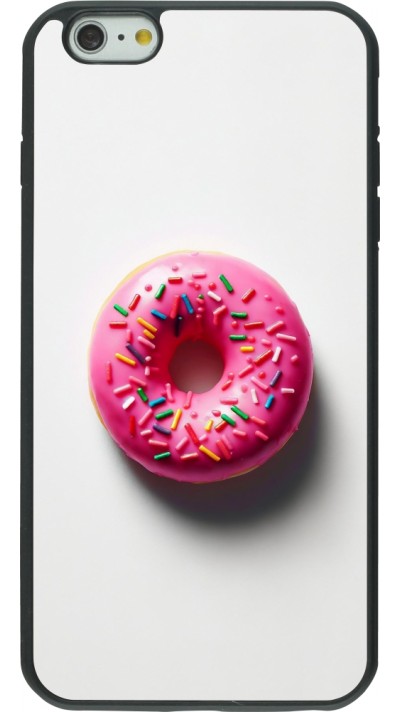 Coque iPhone 6 Plus / 6s Plus - Silicone rigide noir Weißer Hintergrund, pinker Donut