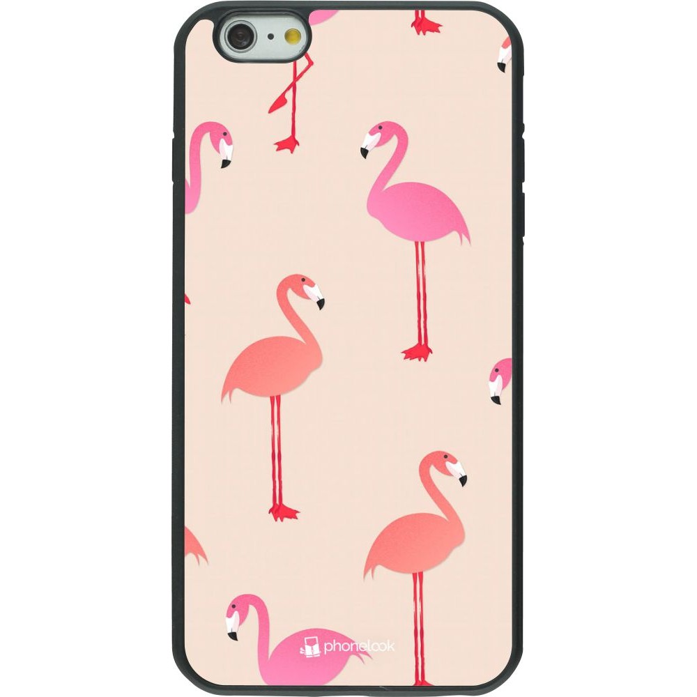 Coque iPhone 6 Plus / 6s Plus - Silicone rigide noir Pink Flamingos Pattern