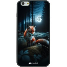 Coque iPhone 6 Plus / 6s Plus - Silicone rigide noir Renard lune forêt