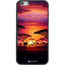 iPhone 6 Plus / 6s Plus Case Hülle - Silikon schwarz Safari Sonnenuntergang Wildtiere