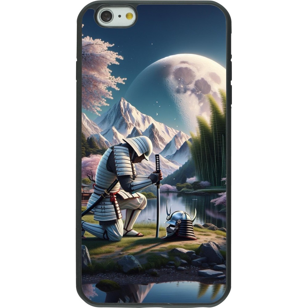 iPhone 6 Plus / 6s Plus Case Hülle - Silikon schwarz Samurai Katana Mond