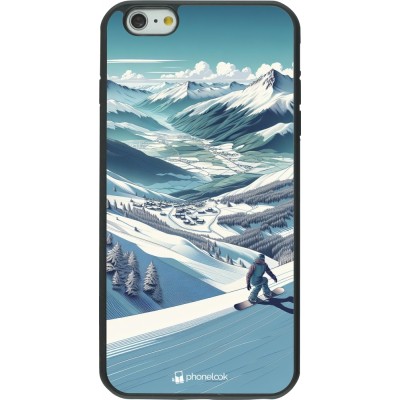 Coque iPhone 6 Plus / 6s Plus - Silicone rigide noir Snowboarder Montagne