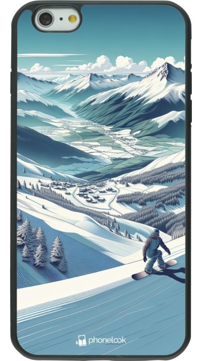 Coque iPhone 6 Plus / 6s Plus - Silicone rigide noir Snowboarder Montagne