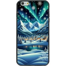 Coque iPhone 6 Plus / 6s Plus - Silicone rigide noir Snowy Mountain Village Lake night