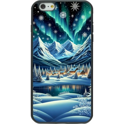 Coque iPhone 6 Plus / 6s Plus - Silicone rigide noir Snowy Mountain Village Lake night