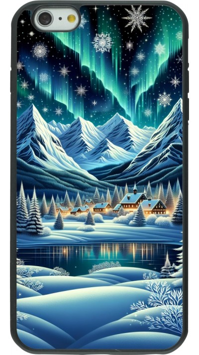 Coque iPhone 6 Plus / 6s Plus - Silicone rigide noir Snowy Mountain Village Lake night