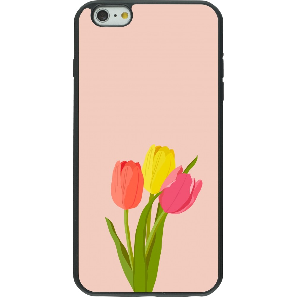 iPhone 6 Plus / 6s Plus Case Hülle - Silikon schwarz Spring 23 tulip trio