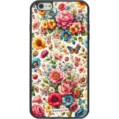 Coque iPhone 6 Plus / 6s Plus - Silicone rigide noir Spring 25 printemps fleuri