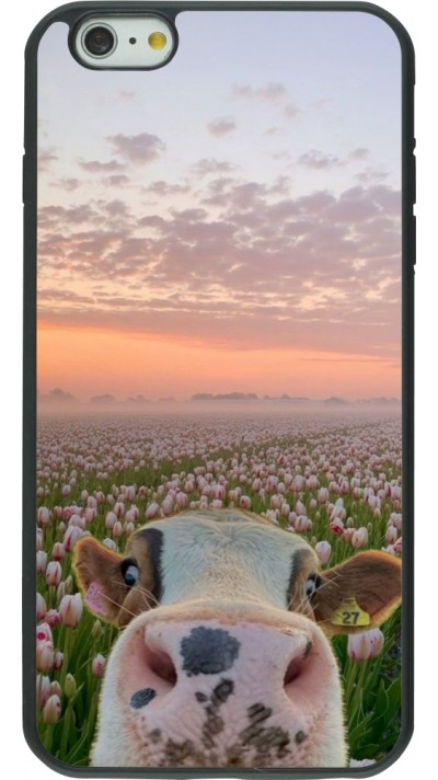Coque iPhone 6 Plus / 6s Plus - Silicone rigide noir Cow with tulips Spring 2026