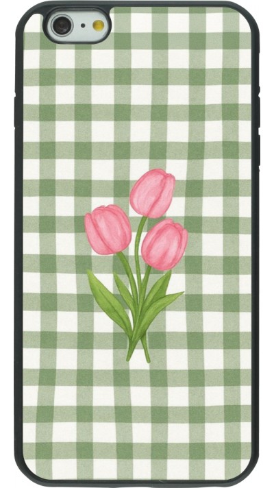 Coque iPhone 6 Plus / 6s Plus - Silicone rigide noir Green vichy tulips Spring 2026
