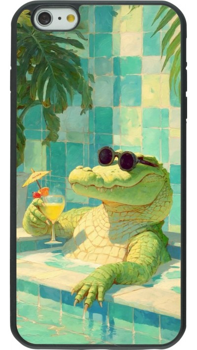 iPhone 6 Plus / 6s Plus Case Hülle - Silikon schwarz Crocodile in the swimming pool Summer 2026