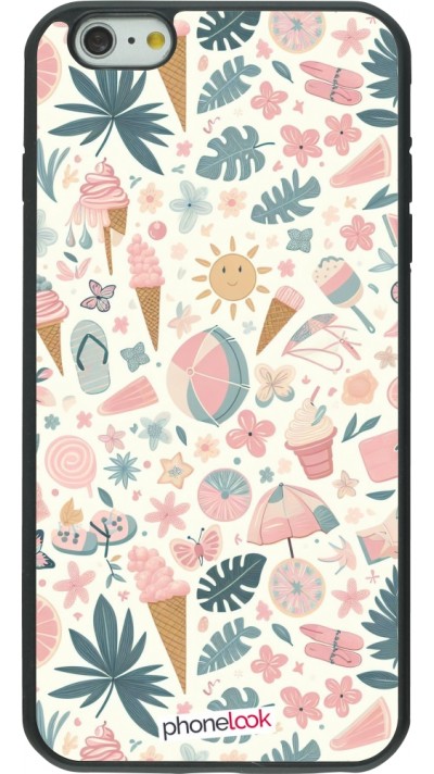 Coque iPhone 6 Plus / 6s Plus - Silicone rigide noir Summer Pink Pattern