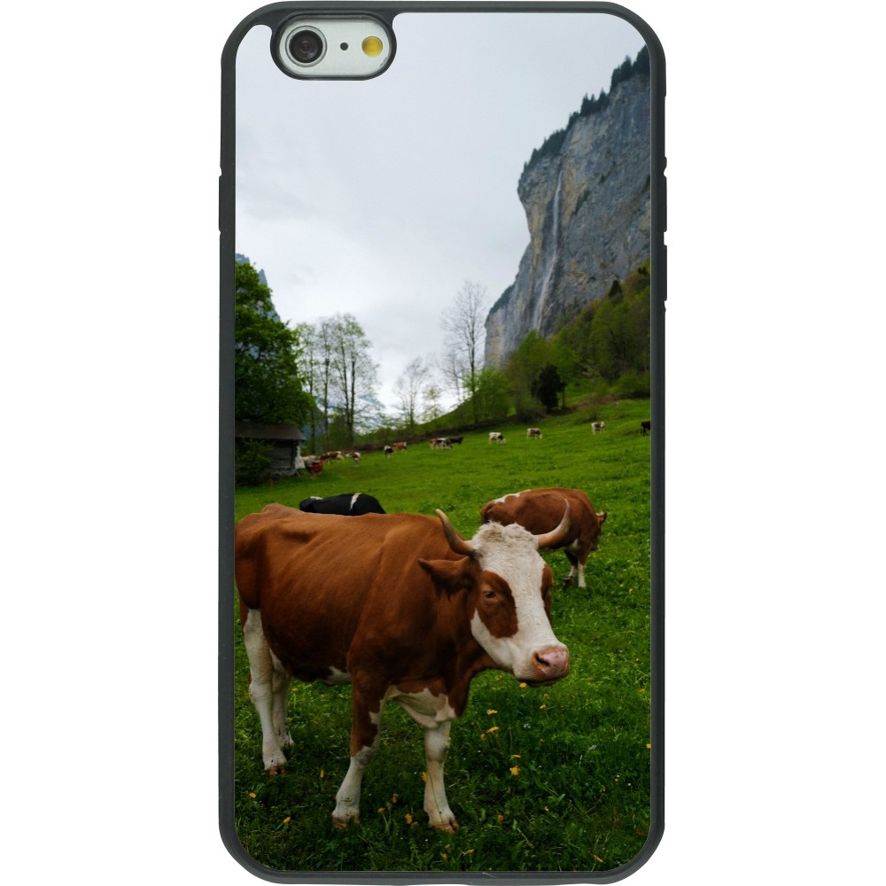 iPhone 6 Plus / 6s Plus Case Hülle - Silikon schwarz  Nationalfeiertag Schweiz Kühe