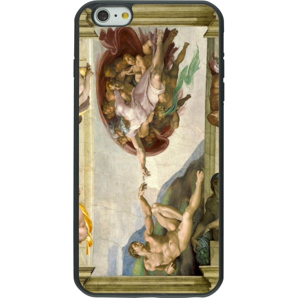 Coque iPhone 6 Plus / 6s Plus - Silicone rigide noir Tableau art - La Création d’Adam - Michel-Ange