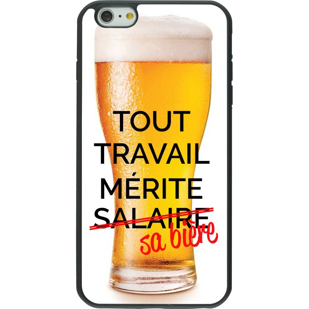 Coque iPhone 6 Plus / 6s Plus - Silicone rigide noir Tout travail mérite sa bière