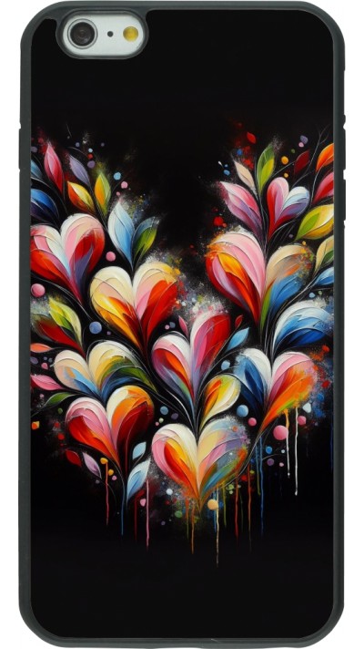 Coque iPhone 6 Plus / 6s Plus - Silicone rigide noir Valentine 2024 Coeur Noir Abstrait
