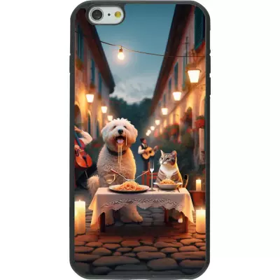 iPhone 6 Plus / 6s Plus Case Hülle - Silikon schwarz Valentin 2024 Hund & Katze Kerzenlicht
