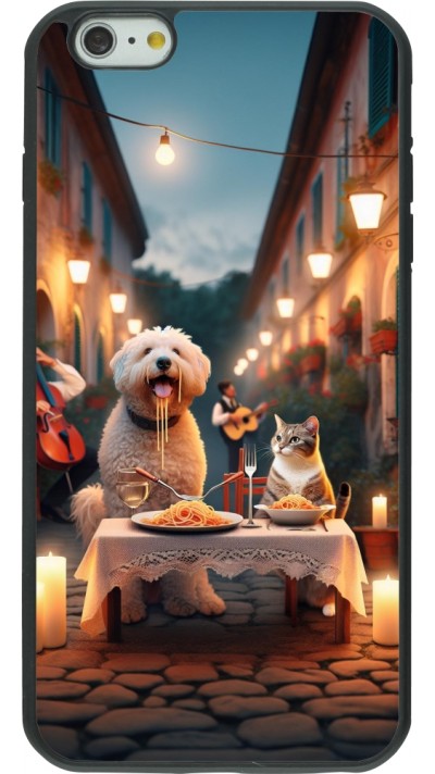 Coque iPhone 6 Plus / 6s Plus - Silicone rigide noir Valentine 2024 Dog & Cat Candlelight