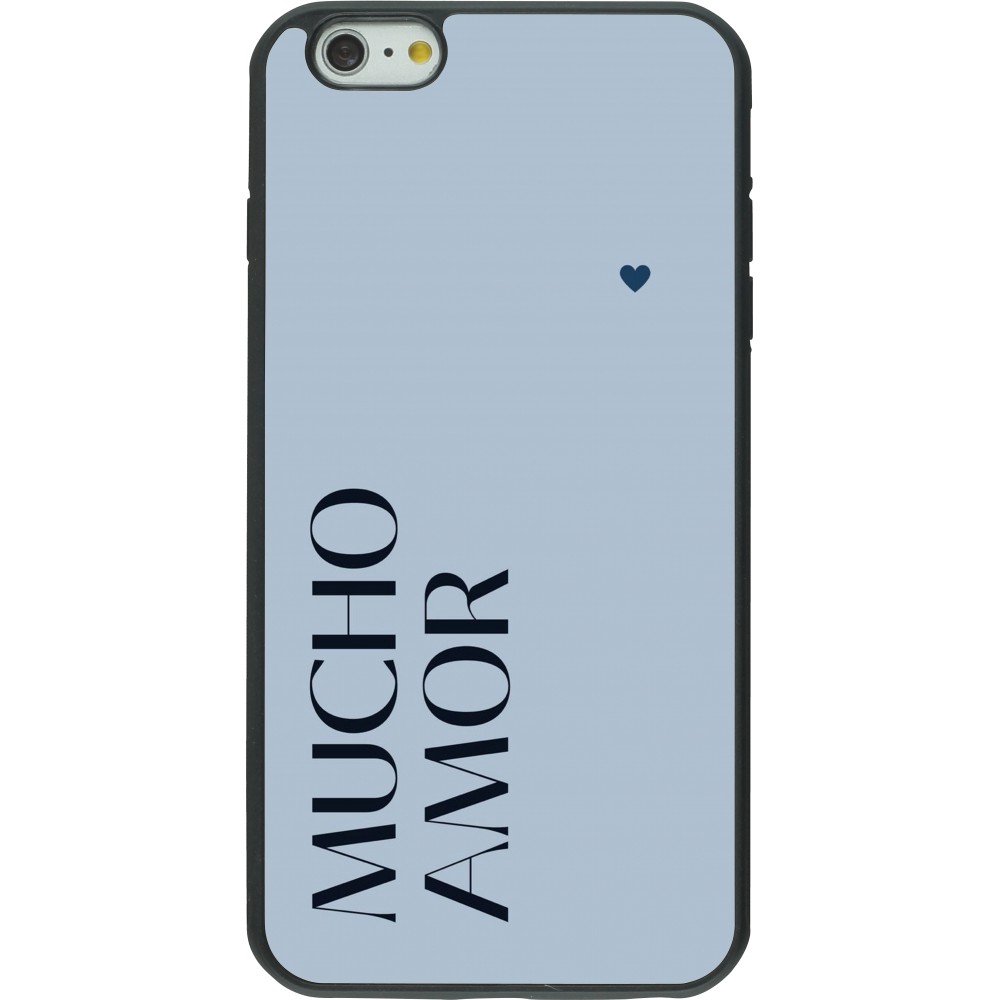 iPhone 6 Plus / 6s Plus Case Hülle - Silikon schwarz Valentine 2024 mucho amor azul